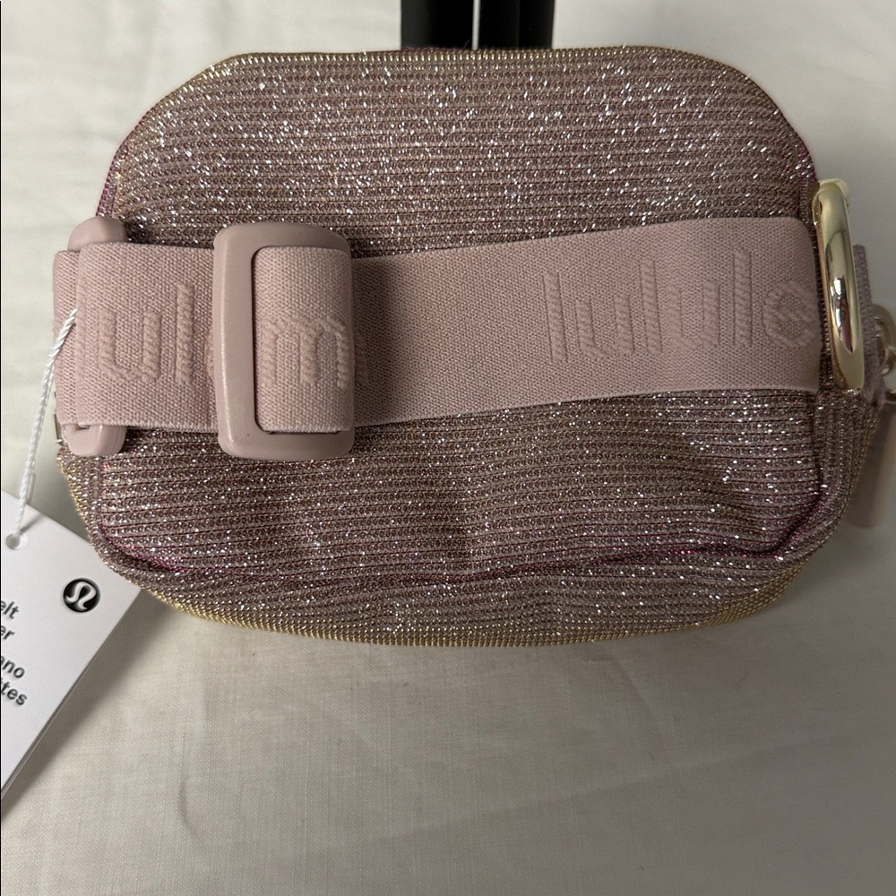 Lululemon Everywhere Belt Bag Nano Glitter Pink Champagne Wristlet NWT - Picture 5 of 6